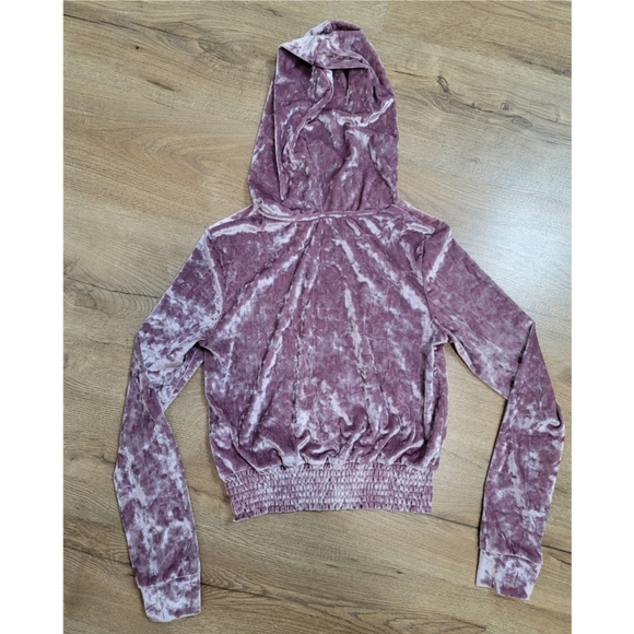 Weekend Edition women's lavender crop top velvet suede zip up hoodie size small - Picture 5 of 5